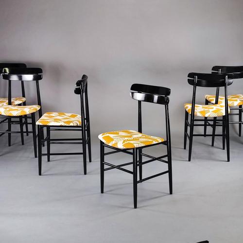 Italian Black Lacquered Chairs, 1950s, Set of 6 For Sale - Image 9 of 9