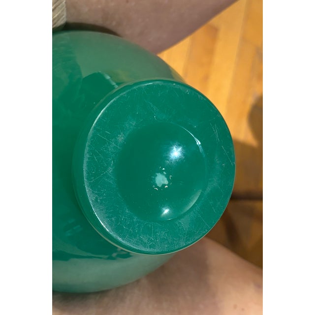 Victorian Attributed Stuben Frederick Carder Era Jade Green Art Glass Urn Vase With Handles For Sale - Image 3 of 7