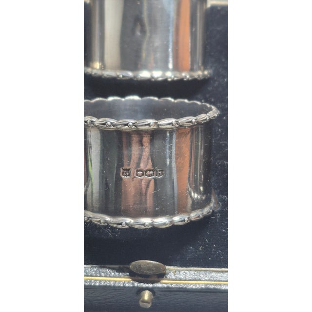Metal Antique Sterling Silver Napkin Rings Set of Six ~ English Sterling 1903 Haulmarked For Sale - Image 7 of 7