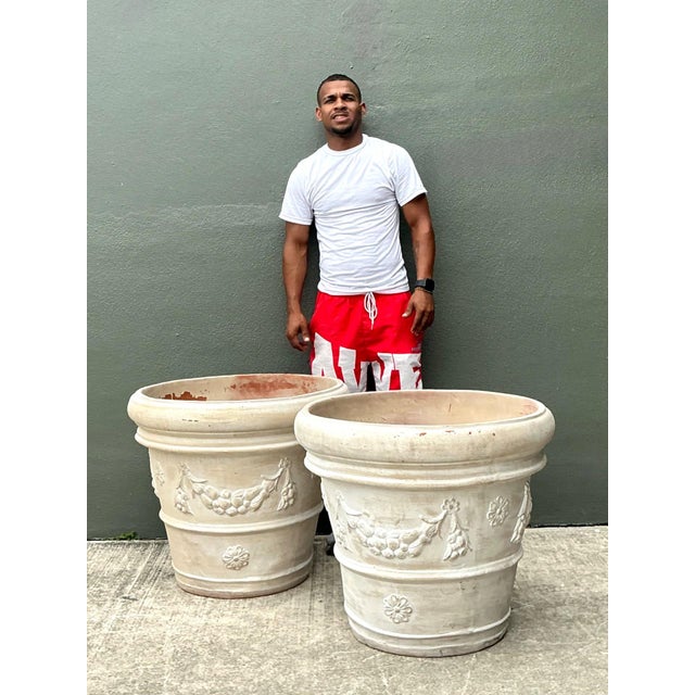 Vintage Italian Terracotta Planters - A Pair For Sale - Image 12 of 14