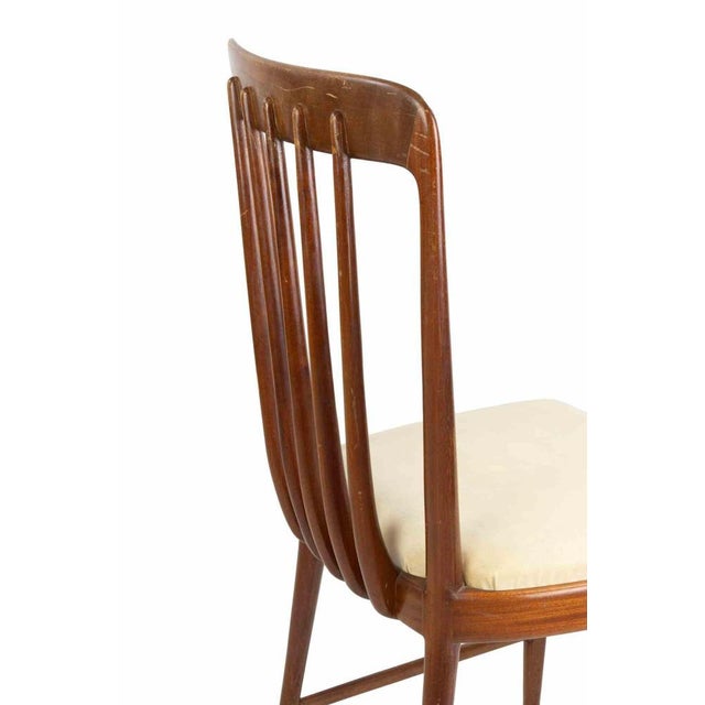 Vintage Italian Chairs in Mahogany Wood and Leather, 1950s, Set of 6 For Sale - Image 6 of 8
