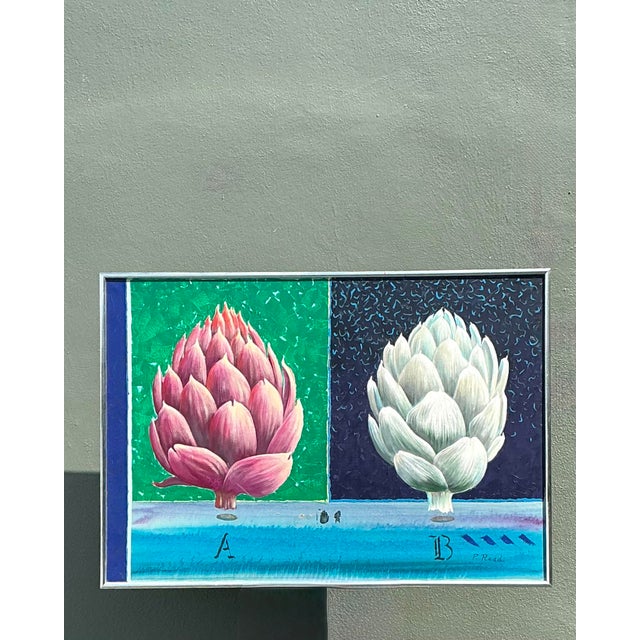 Vintage Original Peter Read Artichoke Painting For Sale In West Palm - Image 6 of 12