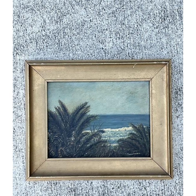 Mid-Century Modern Vintage Original Seascape Oil Painting For Sale - Image 3 of 12