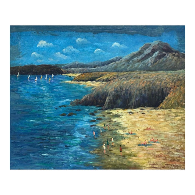 Alfonso Coastal Beach Scene Painting on Canvas For Sale