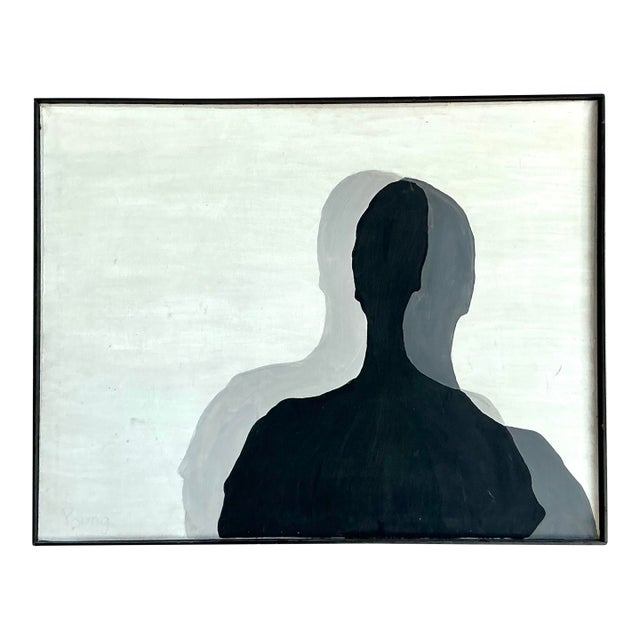 Vintage Boho Original Abstract Figurative Oil Painting on Canvas For Sale