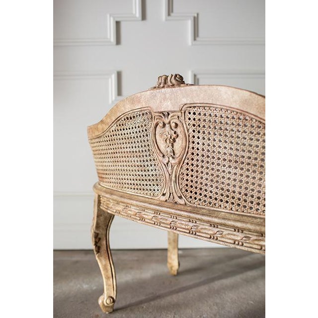 1990s 1990's Design Source Ltd. French Country Louis XVI Style Double-Cane Banquette Settee For Sale - Image 5 of 17