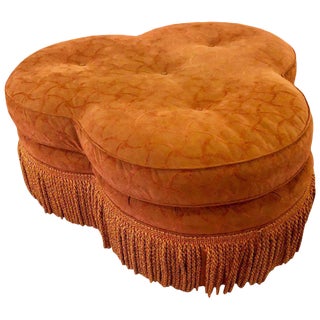 Hollywood Regency Style Large Clover Shaped Tufted Ottoman or Stool For Sale