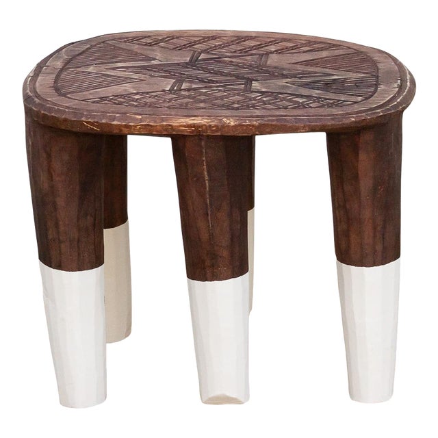 Black & White Carved Nupe Stool For Sale