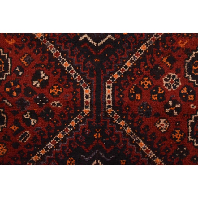 Shiraz Runner 3’4” X 9’7” Red Wool Vintage Tribal Hand-Knotted Oriental Rug For Sale - Image 9 of 14
