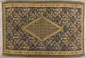Vintage Persian Senneh Kilim Rug- 3′4″ × 4′10″