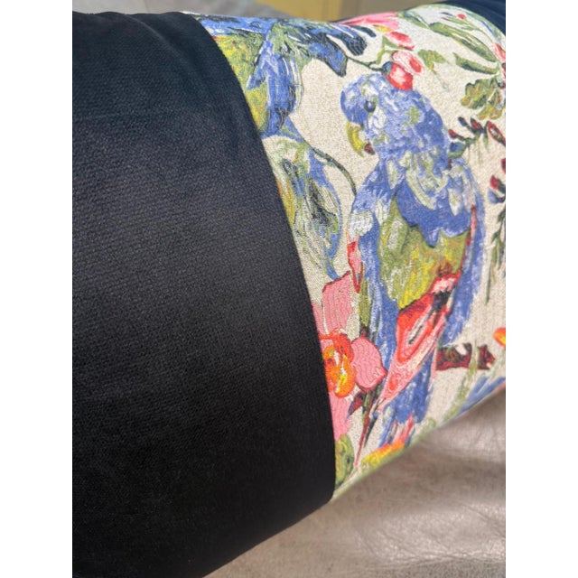 Black Handmade Black Velvet Lumbar Cushion Cover For Sale - Image 8 of 12