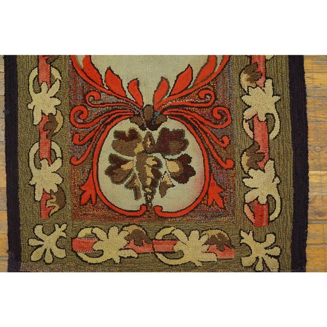 Antique American Hooked Rug with a gray background. Measures: 2'5" X 3'10". Antique American Hooked Rug American Gray...