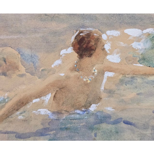 Paper Antoine Calbet – Female Nude Bather in the Sea – French Belle Époque Painting For Sale - Image 7 of 10