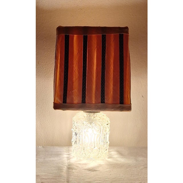 Red Vintage Table Lamp with Illuminated Relief Glass Base by Lamplove, 1970s For Sale - Image 8 of 8