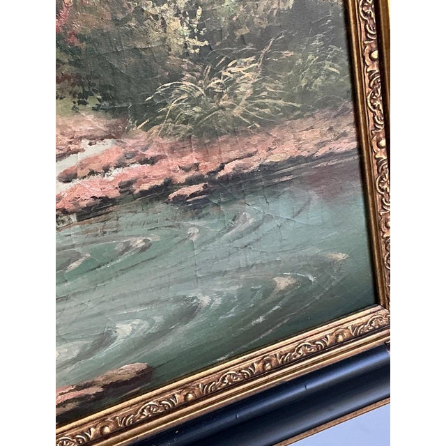 Vintage Zebra Landscape Oil Painting For Sale - Image 9 of 18