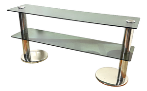 Console Table in Chromed Steel with Smoked Glass, 1970s