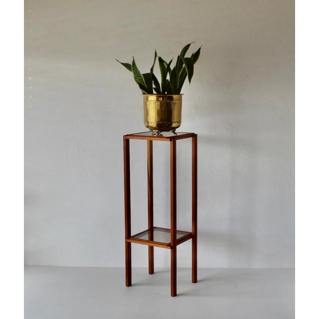 Danish Style Modern Teak Plant Stand Two Tier Smoked Glass For Sale - Image 14 of 14