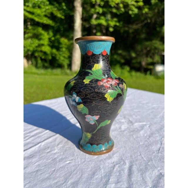 Small Black Cloisonné Vase For Sale - Image 9 of 9