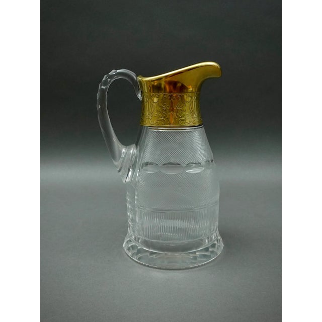 Mid 20th Century Mid 20th Century Moser Signed Czech Splendid Gold Trim Cut Crystal Water Pitcher Jug 64 Oz For Sale - Image 5 of 10