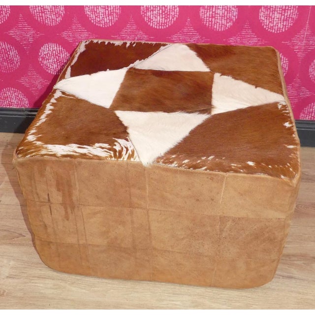 Mid-Century Modern Large Cowhide Ottoman, 1960s For Sale - Image 3 of 11