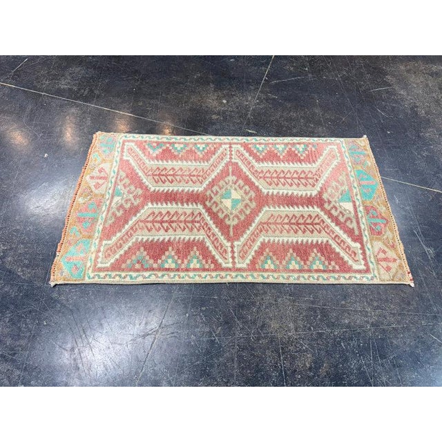 Turkish Mini Rug Oriental Hand Knotted Vintage Rug 1'8" x 2'11" #17201 For Sale - Image 4 of 8