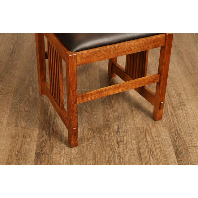 Stickley Mission Collection Set of Eight Oak Spindle Dining Chairs For Sale - Image 14 of 18