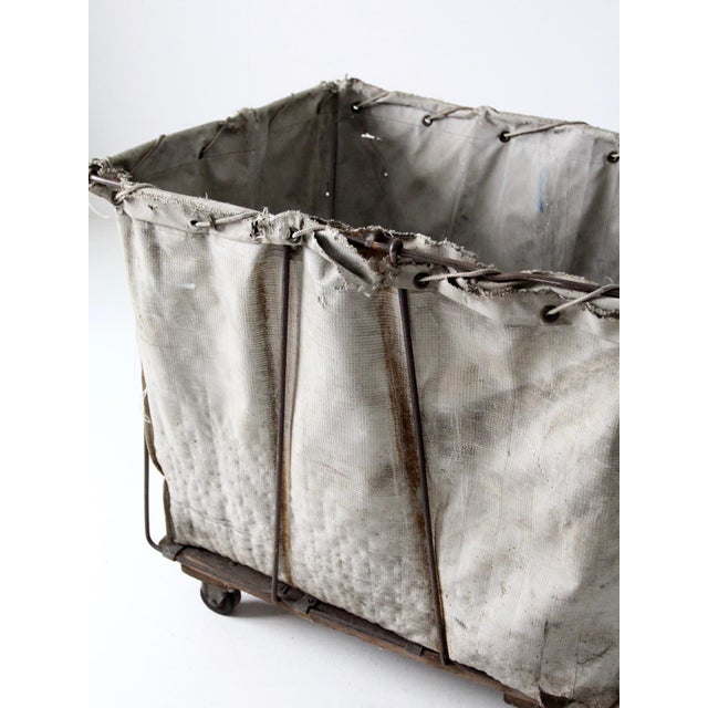 Metal Vintage Shamrock Meese Laundry Cart For Sale - Image 7 of 12