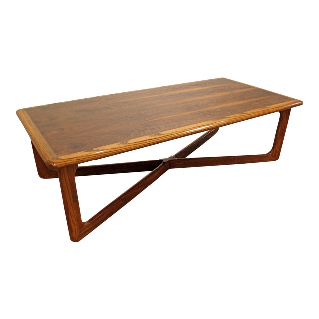 Lane Perception MidCentury Oak Walnut XBase Coffee Table Chairish