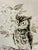 Vintage Japanese Owl Wood Block Print in Faux Bamboo Wood Frame For Sale - Image 13 of 16