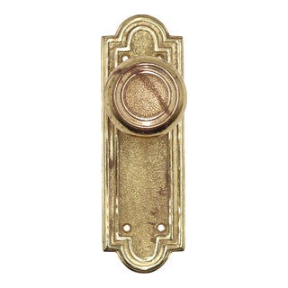 Art Deco Cast Brass Dummy Door Knob Set For Sale