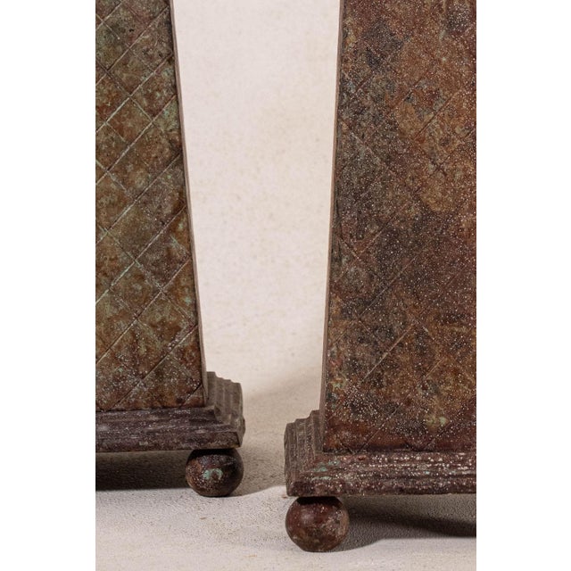 1950s Pair | Vintage Cast Iron Obelisks For Sale - Image 5 of 8
