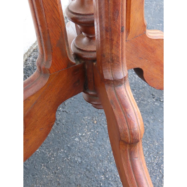 Late 1800s Victorian Eastlake Marble Top Carved Side Table 6909 For Sale - Image 10 of 18