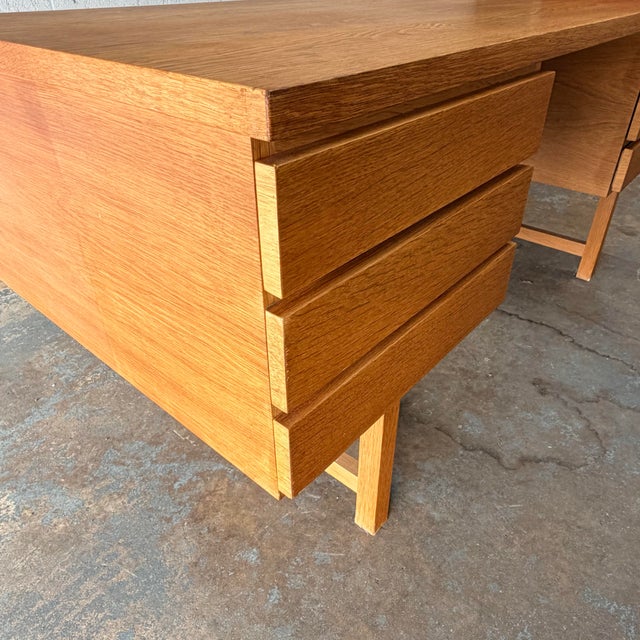 Danish Mid Century Modern Oak Executive Desk With Bookshelf Back, 1960s - In the Manner of Kai Kristiansen For Sale - Image 9 of 11