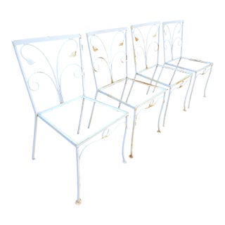 Vintage Salterini Style Wrought Iron Dining Chairs - Set of 4, Attributed For Sale