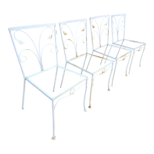 Vintage Salterini Style Wrought Iron Dining Chairs - Set of 4, Attributed