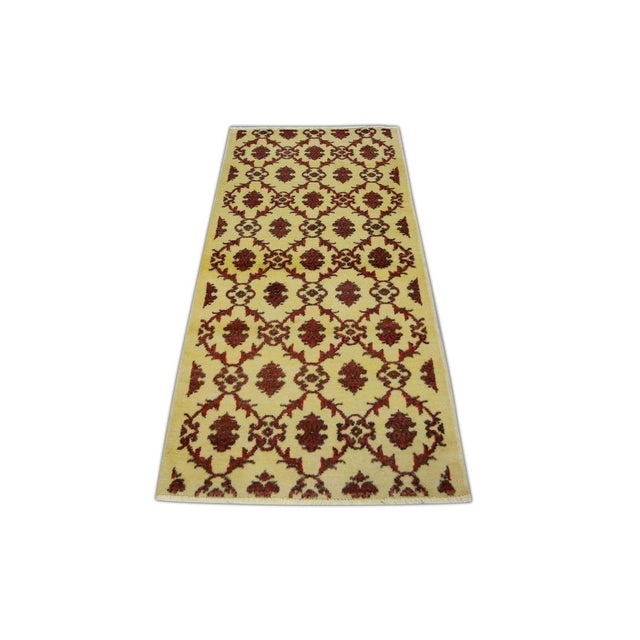 Red Oriental Hand Knotted Rug Turkish Vintage Oushak 2'8" x 5'9" For Sale - Image 8 of 8