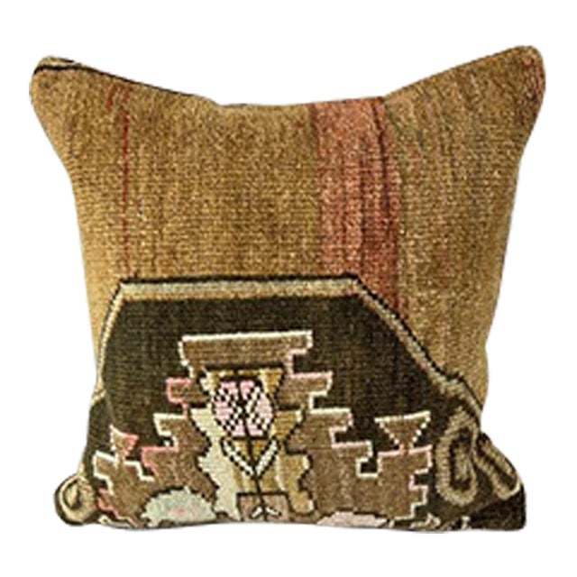 20 x 20 Rug Pillow Horizon Zenith Turkish Pillow Cushion Cover For Sale