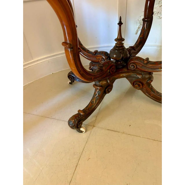 Antique Victorian Carved Burr Walnut Centre Table, 1850 For Sale - Image 11 of 14