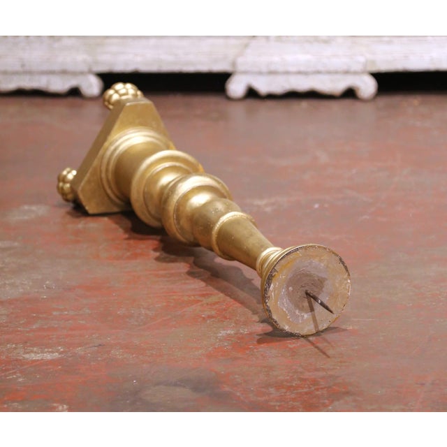 Wood 19th Century Italian Baroque Carved Giltwood Altar Candlestick For Sale - Image 7 of 8