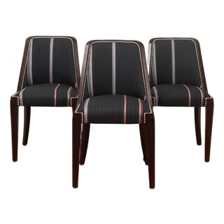 1930s Set of Six French Walnut Art Deco Dining chairs For Sale