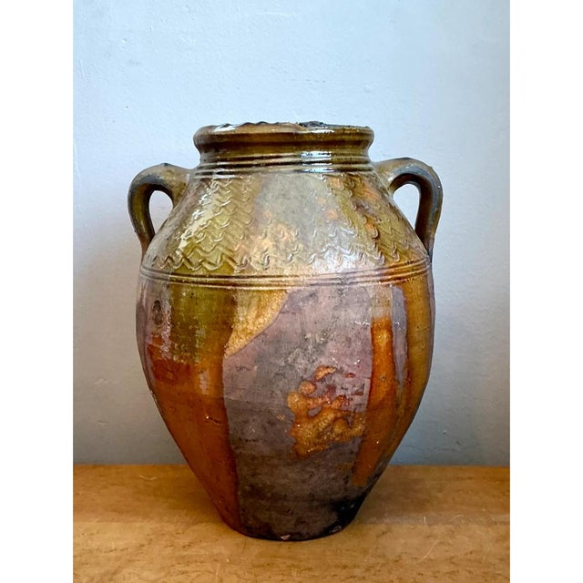 Vintage Glazed Terracotta Jar For Sale - Image 9 of 12