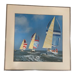 Signed Vintage Beken of Cowes Yacht Racing Photograph “Ragamuffin (Aus)” | Framed Nautical Regatta Art For Sale