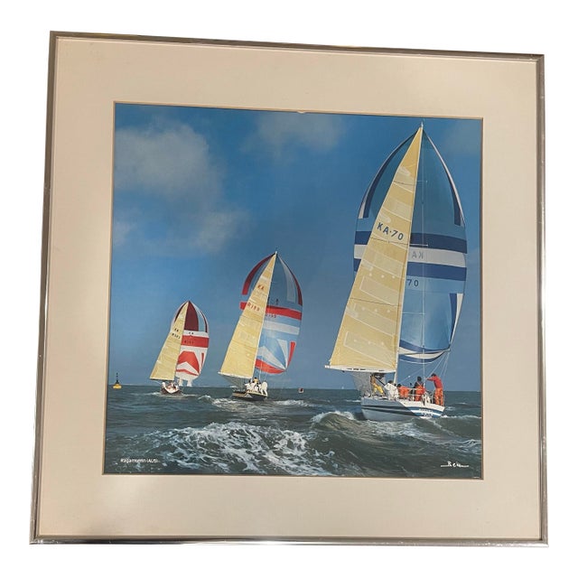 Signed Vintage Beken of Cowes Yacht Racing Photograph “Ragamuffin (Aus)” | Framed Nautical Regatta Art For Sale