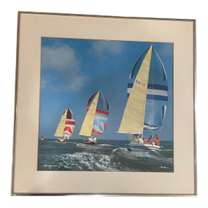 Signed Vintage Beken of Cowes Yacht Racing Photograph “Ragamuffin (Aus)” | Framed Nautical Regatta Art