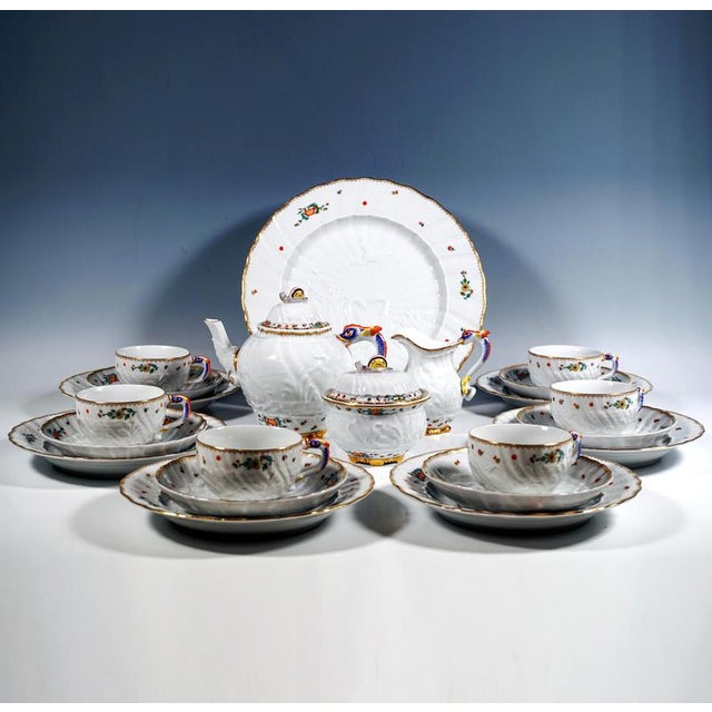 Meissen coffee & dessert set for 6 persons: meissen service, consisting of 22 pieces: 1 coffee pot with lid, 1 milk jug, 1...