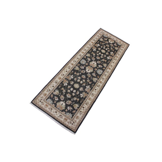 Art Nouveau Boho Chic Ziegler Gray/Ivory Wool Runner Rug- 2'8'' X 8'1'' For Sale - Image 3 of 10