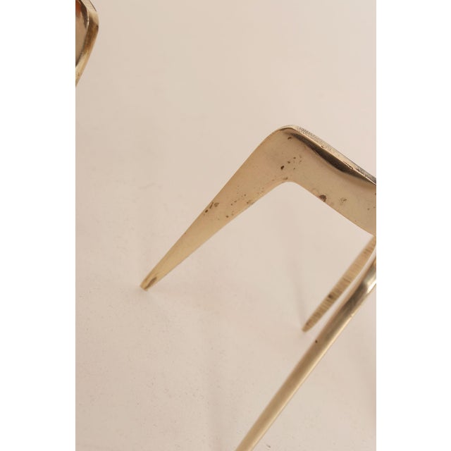 Pair of Sculptural Vintage Brutalist Candle Holders in Polished Brass For Sale - Image 12 of 13