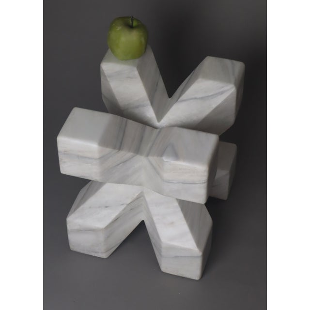 Double Cross Sculpture in White Italian Marble, 1980s For Sale - Image 16 of 18