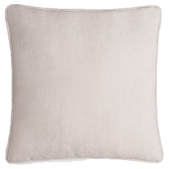 Happy Frame White Velvet Cushion Cover by LO Decor For Sale