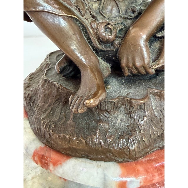 Vintage Bronze Nick Bottom From Shakespeare’s “A Midsummer Night’s Dream” on Marble Pedestal For Sale - Image 10 of 12
